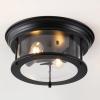JONATHAN Y JYL7446D Lauren 13.25″ 2-Light Metal/Glass LED Flush Mount Farmhouse, Transitional, Glam, Industrial, Office, Living Room, Family Room, Dining Room, Bedroom, Hallway, Foyer, Black(Black)