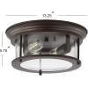 JONATHAN Y JYL7446D Lauren 13.25″ 2-Light Metal/Glass LED Flush Mount Farmhouse, Transitional, Glam, Industrial, Office, Living Room, Family Room, Dining Room, Bedroom, Hallway, Foyer, Black(Oil Rubbed Bronze/Clear)