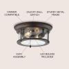 JONATHAN Y JYL7446D Lauren 13.25″ 2-Light Metal/Glass LED Flush Mount Farmhouse, Transitional, Glam, Industrial, Office, Living Room, Family Room, Dining Room, Bedroom, Hallway, Foyer, Black(Oil Rubbed Bronze/Clear)