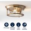 JONATHAN Y JYL7446D Lauren 13.25″ 2-Light Metal/Glass LED Flush Mount Farmhouse, Transitional, Glam, Industrial, Office, Living Room, Family Room, Dining Room, Bedroom, Hallway, Foyer, Black(Brass Gold/Clear)