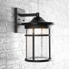 JONATHAN Y JYL7450A Porto 10.25″ Outdoor Wall Lantern Crackled Glass/Metal Integrated Sconce French Country Industrial Rustic 3000K LED Bulbs for Porch Patio Yard Garage Doorway Entryway, Black/Clear(14 in)