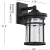 JONATHAN Y JYL7450A Porto 10.25″ Outdoor Wall Lantern Crackled Glass/Metal Integrated Sconce French Country Industrial Rustic 3000K LED Bulbs for Porch Patio Yard Garage Doorway Entryway, Black/Clear(11.5 in)