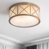 JONATHAN Y JYL7453A Cadence 13″ Drum Metal/Glass Flush Mount, Modern,Contemporary,Minimalistic,Transitional, Dimmable, 2700K Cozy Warm Light Kitchen,Hallway,Bathroom,Stairwell, Brass Gold(15 in)
