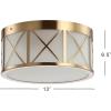 JONATHAN Y JYL7453A Cadence 13″ Drum Metal/Glass Flush Mount, Modern,Contemporary,Minimalistic,Transitional, Dimmable, 2700K Cozy Warm Light Kitchen,Hallway,Bathroom,Stairwell, Brass Gold(13 in)