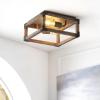 JONATHAN Y JYL7472A Magnolia 11.5″ 2-Light Iron Rustic Farmhouse LED Flush Mount, Rustic,Cottage,Industrial, Dimmable, 2700K Cozy Warm Light Kitchen,Hallway,Bathroom,Stairwell, Brown