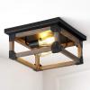 JONATHAN Y JYL7480A Cheshire 13″ 2-Light Iron Rustic Farmhouse LED Flush Mount, Industrial,Vintage,Cottage, Dimmable, 2700K Cozy Warm Light Kitchen,Hallway,Bathroom,Stairwell, Brown/Black
