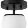 JONATHAN Y JYL7499C Marcel Bistro 7.75″ 1-Light Bohemian Farmhouse Iron/Frosted Glass LED Semi Flush Mount, Black/White for Bedroom, Living Room, Kitchen, Home Office, Kids Room(Black / White)