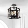 JONATHAN Y JYL7502A Ferme 14″ 3-Light Iron Rustic Farmhouse LED Flush Mount, Industrial, Vintage, Cottage, Dimmable, 2700K Cozy Warm Light Kitchen,Bathroom,Stairwell, Oil Rubbed Bronze/Brown