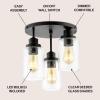 JONATHAN Y JYL7556A Jonah 12″ 3-Light Bohemian Farmhouse Iron/Seeded Glass LED Semi Flush Mount Modern Contemporary 2700K Cozy Warm Light Kitchen Hallway Bathroom Bedroom Foyer, Black/Clear