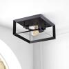 JONATHAN Y JYL7563A Marfa Square 13″ 2-Light Iron Modern Farmhouse LED Flush Mount, Rustic, Industrial, Dimmable, 2700K Cozy Warm Light Kitchen, Hallway, Bathroom, Stairwell, Oil Rubbed Bronze