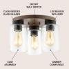 JONATHAN Y JYL7564A Nola 13″ 3-Light Bohemian Farmhouse Iron/Seeded Glass LED Semi Flush Mount Modern Contemporary 2700K Cozy Warm Light Kitchen Hallway Bathroom Bedroom Foyer, Wood Finish/Clear