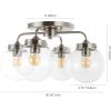 JONATHAN Y JYL7569A Piper 18″ 4-Light Farmhouse Rustic Iron/Glass LED Semi Flush Mount Coastal Contemporary 2700K Cozy Warm Light Kitchen Hallway Bathroom Bedroom Foyer, Oil Rubbed Bronze/Clear(Nickel)