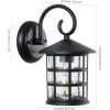 JONATHAN Y JYL7609A-SET2 Cadiz 6″ 1-Light Iron/Seeded Glass Cottage Rustic Scrolled Lantern LED Outdoor Lantern Classic Cottage Traditional Transitional Patio Porch Doorway Entryway, Black (Set of 2)