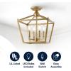 JONATHAN Y JYL7610G Plains Mini Lantern 12″ 4-Light Iron Modern Farmhouse LED Flush Mount, Office, Living Room, Family Room, Dining Room, Bedroom, Hallway, Foyer, Oil Rubbed Bronze/Brass Gold(Brass Gold)
