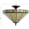 JONATHAN Y JYL8026A Jasmine 16″ Tiffany-Style Glass/Metal LED Semi-Flush Mount Traditional Dimmable, 2700K Cozy Warm Light, for Kitchen,Hallway,Bathroom,Stairwell, Cream