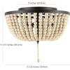 JONATHAN Y JYL9019B Allison 15″ Wood Beaded/Metal LED Flush Mount, Contemporary, Transitional, for Bedroom, Livingroom, Office Oil Rubbed Bronze(Oil Rubbed Bronze/Cream)