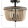 JONATHAN Y JYL9020B Allie 14″ 3-Light Bohemian Farmhouse Wood Bead/Iron LED Semi Flush Mount Transitional Rustic Kitchen Hallway Bathroom Bedroom Entryway Foyer, Antique Silver/Light Taupe(Black/Light Taupe)