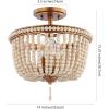 JONATHAN Y JYL9020B Allie 14″ 3-Light Bohemian Farmhouse Wood Bead/Iron LED Semi Flush Mount Transitional Rustic Kitchen Hallway Bathroom Bedroom Entryway Foyer, Antique Silver/Light Taupe(Antique Gold/Light Taupe)
