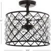 JONATHAN Y JYL9023A Gabrielle 14.5″ Crystal/Metal LED Semi-Flush Mount, Contemporary,Transitional,Glam for Kitchen, Living Room, Oil Rubbed Bronze