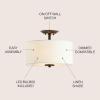 JONATHAN Y JYL9031B Marc 15″ Metal/Linen LED Semi-Flush Mount Contemporary Dimmable, 2700K Cozy Warm Light, for Kitchen,Hallway,Bathroom,Stairwell, Chrome/White(Oil-Rubbed Bronze)