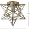 JONATHAN Y JYL9035D Stella 12″ Moravian Star Metal/Glass LED Flush Mount Contemporary Dimmable, for Kitchen,Hallway,Bathroom,Stairwell, Oil Rubbed Bronze/Mercury(Gold)