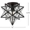JONATHAN Y JYL9035D Stella 12″ Moravian Star Metal/Glass LED Flush Mount Contemporary Dimmable, for Kitchen,Hallway,Bathroom,Stairwell, Oil Rubbed Bronze/Mercury(Oil-Rubbed Bronze)