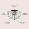 JONATHAN Y JYL9070A Billie 12″ Crystal Flower Metal/Acrylic LED Semi-Flush Mount Glam,Classic,Transitional Dimmable, 2700K Cozy Warm Light, for Kitchen,Hallway,Bathroom,Stairwell, Black/Clear