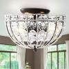 JONATHAN Y JYL9070A Billie 12″ Crystal Flower Metal/Acrylic LED Semi-Flush Mount Glam,Classic,Transitional Dimmable, 2700K Cozy Warm Light, for Kitchen,Hallway,Bathroom,Stairwell, Black/Clear