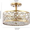 JONATHAN Y JYL9071A Leila 3-Light 13.25″ Iron/Crystal Modern Glam LED Flush Mount Classic,Designer,Glam,Traditional Dimmable, 2700K Cozy Warm Light, for Kitchen,Hallway,Bathroom,Stairwell, Gold
