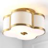 JONATHAN Y JYL9507B Quatrefoil Scalloped Shade Metal Classic LED Flush Mount, Glam Dimmable for Kitchen Hallway Bathroom, 2 Light, Brass Gold(Brass Gold)