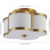 JONATHAN Y JYL9507B Quatrefoil Scalloped Shade Metal Classic LED Flush Mount, Glam Dimmable for Kitchen Hallway Bathroom, 2 Light, Brass Gold(Brass Gold)