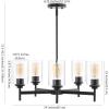 JONATHAN Y JYL9546A Orpheus 24″ 5-Light Farmhouse Industrial Iron Cylinder LED Chandelier Modern Transitional Adjustable Dining Room Living Room Kitchen Island Foyer, Oil Rubbed Bronze/Clear