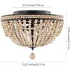 JONATHAN Y JYL9903A Dune Wood Bead 15.25″ 3-Light Bohemian Farmhouse Iron LED Semi Flush Mount Transitional Rustic Kitchen Hallway Bathroom Bedroom Entryway Foyer, Oil Rubbed Bronze/Light Taupe