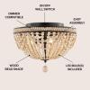 JONATHAN Y JYL9903A Dune Wood Bead 15.25″ 3-Light Bohemian Farmhouse Iron LED Semi Flush Mount Transitional Rustic Kitchen Hallway Bathroom Bedroom Entryway Foyer, Oil Rubbed Bronze/Light Taupe
