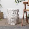 JONATHAN Y TBL1035B Millie 17.5″ Classic Vintage Ceramic Indoor/Outdoor Owl Garden Stool, Bohemian, Coastal, Cottage, Traditional, Spill-Proof, Living Room, Garden Room, Patio, Blue Cracks(White)