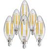 JONATHAN Y BLB-C35A-SET6 Vintage Non-Dimmable LED Edison Glass Bulbs, 4W, Equivalent 40W, E12 Base, 80+ CRI, C35 Warm White 2700K, 420 Lumens for Bedroom, Living Room, Office, Clear, Pack of 6