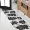 JONATHAN Y Beach Stripe and Monstera Leaf Indoor Outdoor Area Rug 8X10 Black/Gray, Allison Classic for Backyard, Patio, Porch, Easy-Cleaning, High Traffic, Pet-Friendly, Non-Shedding (TSN400B-8)(Black/Gray)