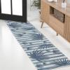 JONATHAN Y Beach Stripe and Palm Leaf Indoor Outdoor Area Rug 8X10 Navy/Cream, Veronica Classic for Backyard, Patio, Porch, Easy-Cleaning, High Traffic, Pet-Friendly, Non-Shedding (TSN402B-8)(Navy/Cream)