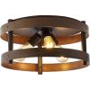JONATHAN Y JYL1305A Cooper 16″ 3-Light Farmhouse Industrial Iron LED Flush Mount Rustic, Vintage 2700K Cozy Warm Light Kitchen Hallway Bathroom Stairwell, Brown Wood Finished/Oil Rubbed Bronze