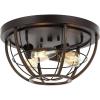 JONATHAN Y JYL1308A Lyla 15.75″ 3-Light Rustic Farmhouse Iron LED Flush Mount Industrial Modern 2700K Cozy Warm Light Kitchen Hallway Bathroom Stairwell Foyer, Wood Finished/Oil Rubbed Bronze