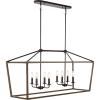 JONATHAN Y JYL1324A Oriana 46″ 8-Light Iron Farmhouse Industrial Lantern LED Pendant Rustic Bohemian Dimmable Cozy 2700K Warm Light Dining Room Living Room Kitchen Bedroom, Oil Rubbed Bronze/Faux Wood(46″)