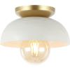 JONATHAN Y JYL1327B Paulina 8.5″ 1-Light Classic Industrial Iron LED Flush Mount Mid-Century, Minimalist, Rustic 2700K Cozy Warm Light Kitchen Hallway Bathroom Stairwell, White/Gold Painting(White/Gold Painting)