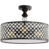 JONATHAN Y JYL6147A Elise 17″ 3-Light Crystal/Metal Drum Semi-Flush Mount, Classic,Transitional,Traditional,Glam, Dimmable, 2700K Cozy Warm Light Kitchen,Hallway,Bathroom,Stairwell, Black/Clear