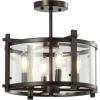 JONATHAN Y JYL6700A Hampdon 15″ Iron/Glass Modern Drum LED Flush Mount,Cottage,Farmhouse, Industrial, Rustic, Dimmable, 2700K Warm Light Dining Room, Kitchen, Living Room, Oil Rubbed Bronze/Clear