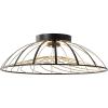 JONATHAN Y JYL7148A Ambros 23.5″ Modern Industrial Metal Dimmable Stripe Half-Cage Integrated LED Flush Mount, Black/Gold Painting for Bedroom, Living Room, Dining Room