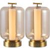 JONATHAN Y JYL7160A-SET2 Milou 10.75″ Vintage Glam Lantern Rechargeable/Cordless Dimmable Integrated LED Table Lamp with Touch Sensor Bedroom, Living Room, Office, Dining Room, Gold/Amber (Set of 2)(Brass Gold/Amber)