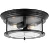 JONATHAN Y JYL7446D Lauren 13.25″ 2-Light Metal/Glass LED Flush Mount Farmhouse, Transitional, Glam, Industrial, Office, Living Room, Family Room, Dining Room, Bedroom, Hallway, Foyer, Black(Black)