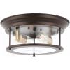 JONATHAN Y JYL7446D Lauren 13.25″ 2-Light Metal/Glass LED Flush Mount Farmhouse, Transitional, Glam, Industrial, Office, Living Room, Family Room, Dining Room, Bedroom, Hallway, Foyer, Black(Oil Rubbed Bronze/Brass Gold)