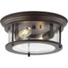 JONATHAN Y JYL7446D Lauren 13.25″ 2-Light Metal/Glass LED Flush Mount Farmhouse, Transitional, Glam, Industrial, Office, Living Room, Family Room, Dining Room, Bedroom, Hallway, Foyer, Black(Oil Rubbed Bronze/Clear)