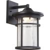 JONATHAN Y JYL7450A Porto 10.25″ Outdoor Wall Lantern Crackled Glass/Metal Integrated Sconce French Country Industrial Rustic 3000K LED Bulbs for Porch Patio Yard Garage Doorway Entryway, Black/Clear(14 in)